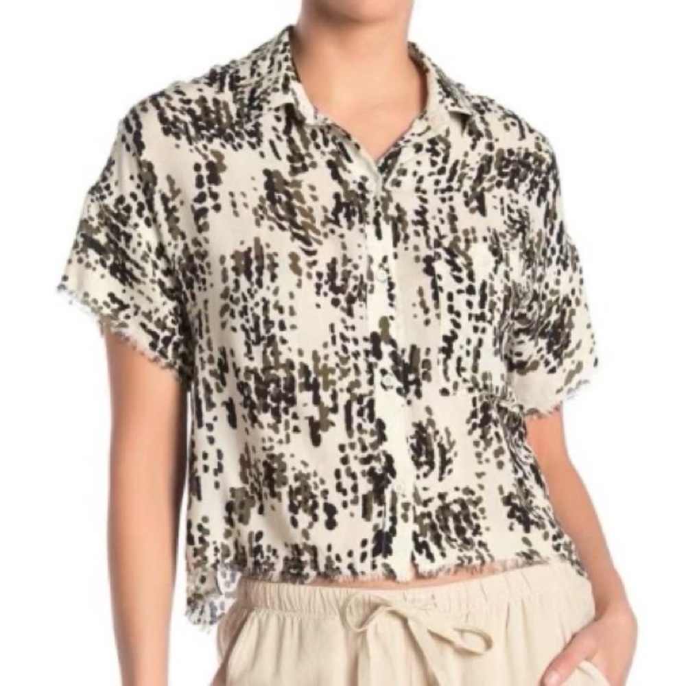 Anthropologie Cloth & Stone Patterned Cropped top Size S